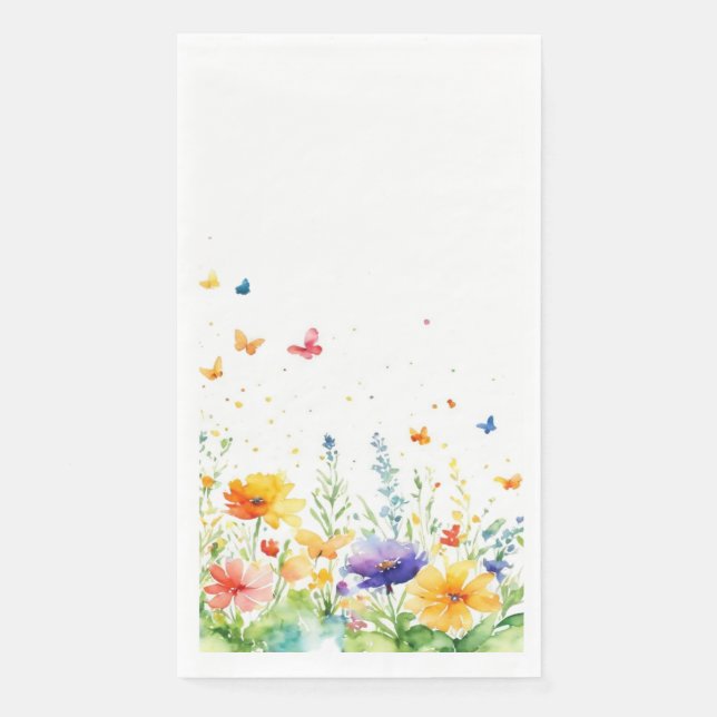 Spring Floral Garden Butterfly Guest Towel (Front)