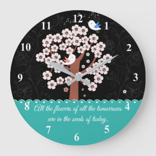 Spring Floral Garden Encouragement Quotation Large Clock