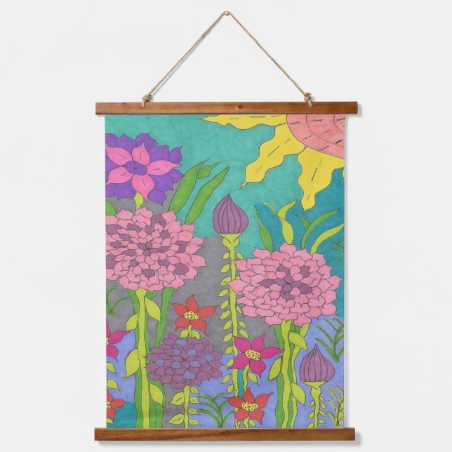 Spring Floral Garden Hanging Tapestry (Front)