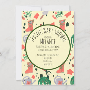 Spring Floral Garden Plants Baby Shower Invitation