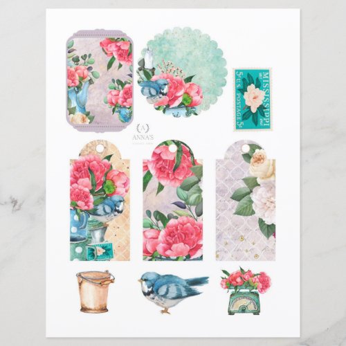 Spring floral garden Romantic Scrapbook elements 