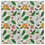 Spring floral garden whimsical doodles pattern fabric