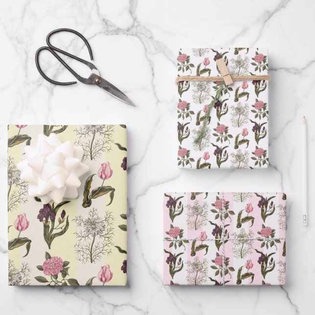 Spring Floral Gardeners Birthday Botanicals Wrapping Paper Sheets (Front)