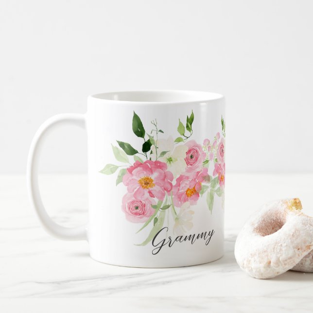 Spring Floral Grammy Coffee Mug (With Donut)