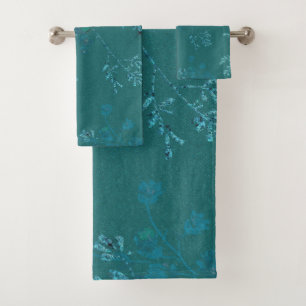 SPRING FLORAL GREEN BATHROOM TOWEL SET