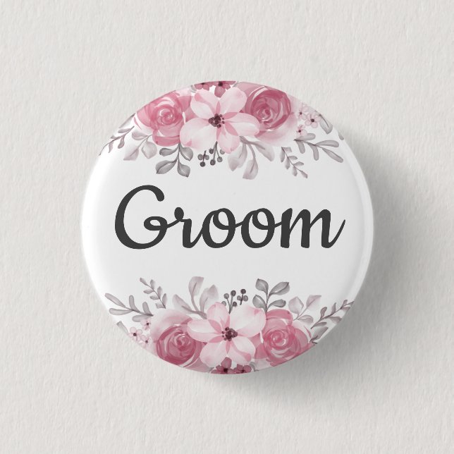 Spring Floral groom wedding  Button (Front)