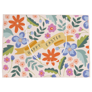 Spring Floral Happy Easter Large Gift Bag