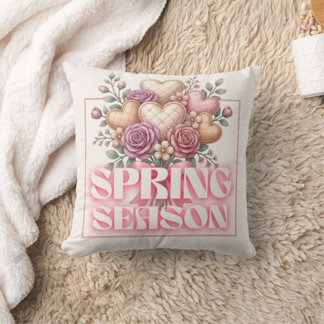 Spring Floral Hearts Decorative Pillow (Blanket)