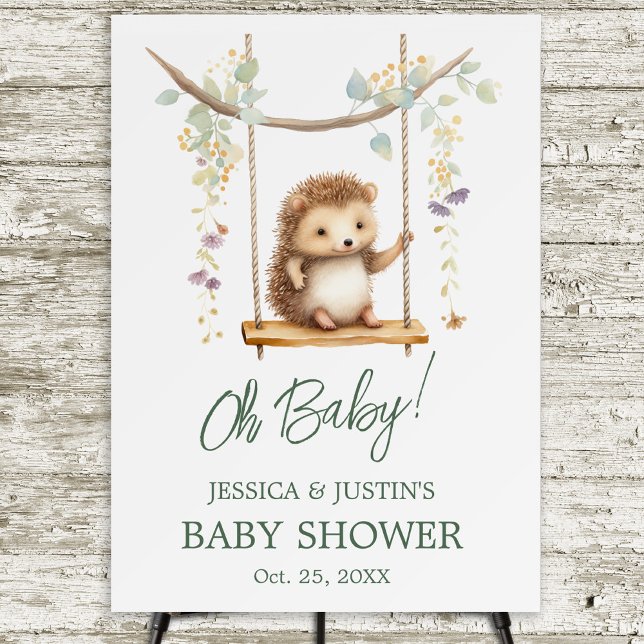 Spring Floral Hedgehog Woodland Oh Baby Shower  Foam Board (Creator Uploaded)
