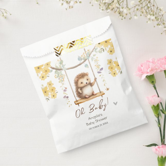 Spring Floral Hegehog Oh Baby Shower Favor Bag (Sealed)