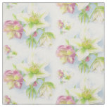 Spring floral hellebores watercolor fabric