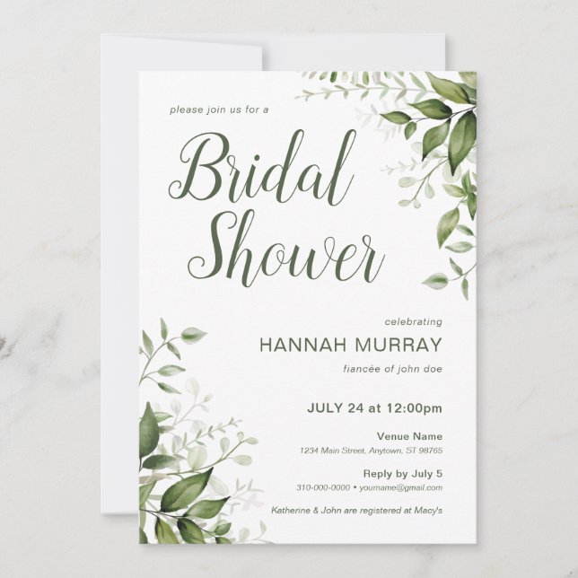 Spring Floral Invitation with Greenery (Front)