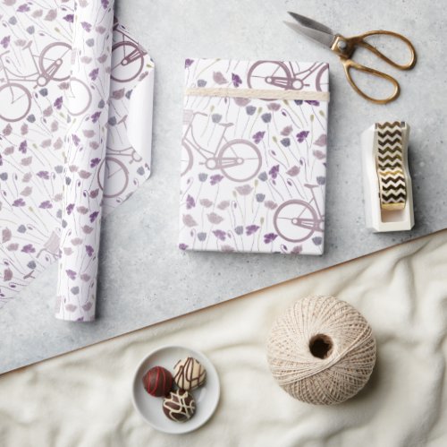 Spring Floral Lavender Purple Vintage Bicycle Wrap Wrapping Paper