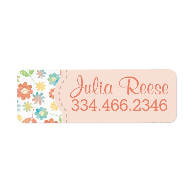 Spring Floral & Leaves Digital Watercolor Pattern Label (Front)