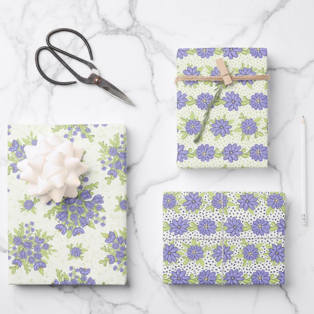 Spring Floral Lilac Purple Flowers Wrapping Paper Sheets (Front)