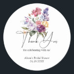 Spring Floral Love Is In Bloom Bridal Shower Classic Round Sticker<br><div class="desc">Floral bridal shower thank you sticker.</div>