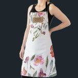 spring floral makeup artist salon monogram apron<br><div class="desc">beautiful spring floral in coral and pink tones for your makeup salon beautician apron.</div>