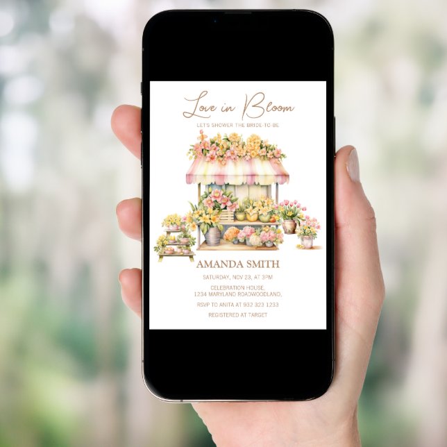 Spring Floral Market Love In Bloom Bridal Shower Invitation (Front Digital)