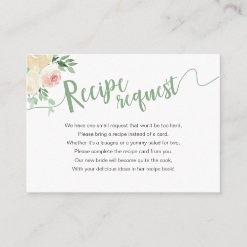 Spring Floral Mason Jar Shower Recipe Request Enclosure Card