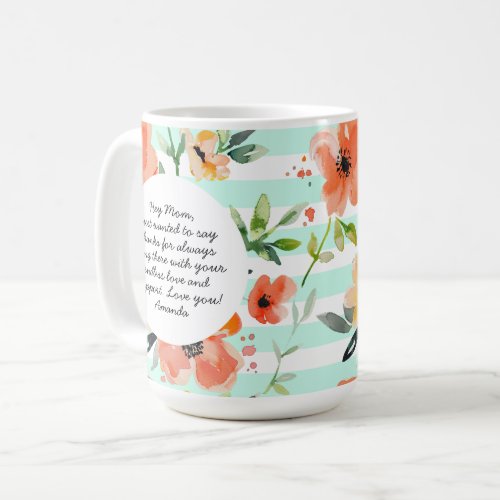 Spring Floral  Mint Stripe  Mothers Day Photo Coffee Mug
