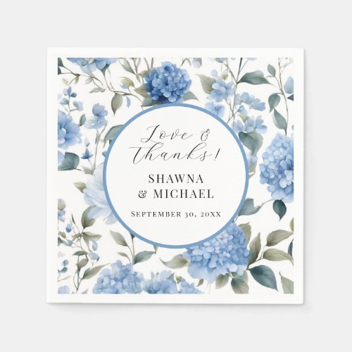 Spring Floral Modern Elegant Blue n White Wedding Napkins