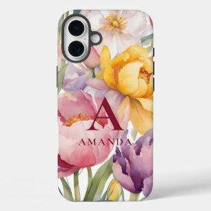 Spring Floral Monogram iPhone 16 Plus Case