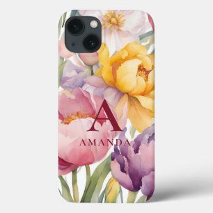 Spring Floral Monogram iPhone 13 Case