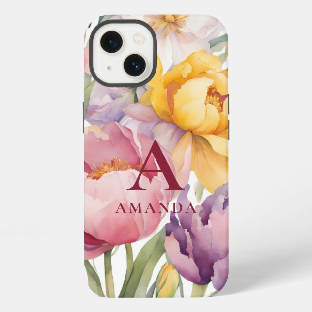 Spring Floral Monogram  Iphone Case (Back)