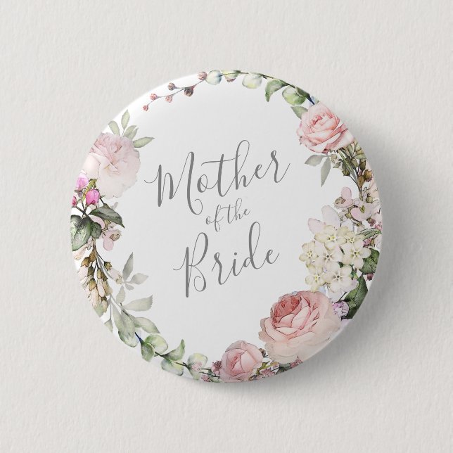 Spring Floral Mother of the Bride Button (Front)