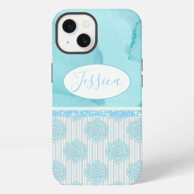 Spring floral multi blue design iphone case (Back)