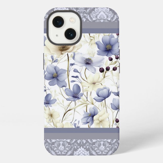 Spring floral multi blue design iphone case (Back)