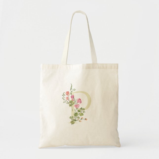 spring floral P monogram wedding Bridal Shower Tote Bag (Front)