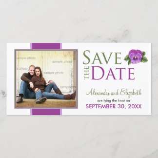 Spring Floral Pansies Save the Date Announcement