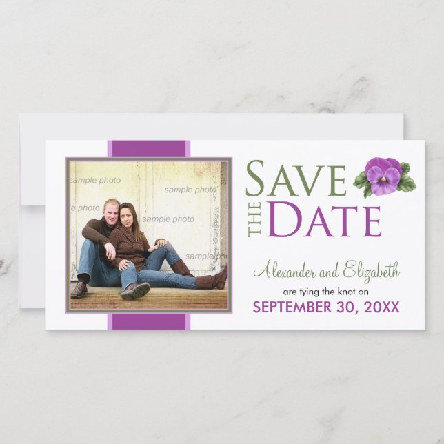 Spring Floral Pansies Save the Date Announcement (Front)