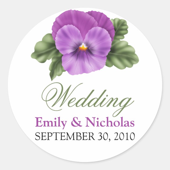 Spring Floral Pansies Wedding Invitation Seal (Front)