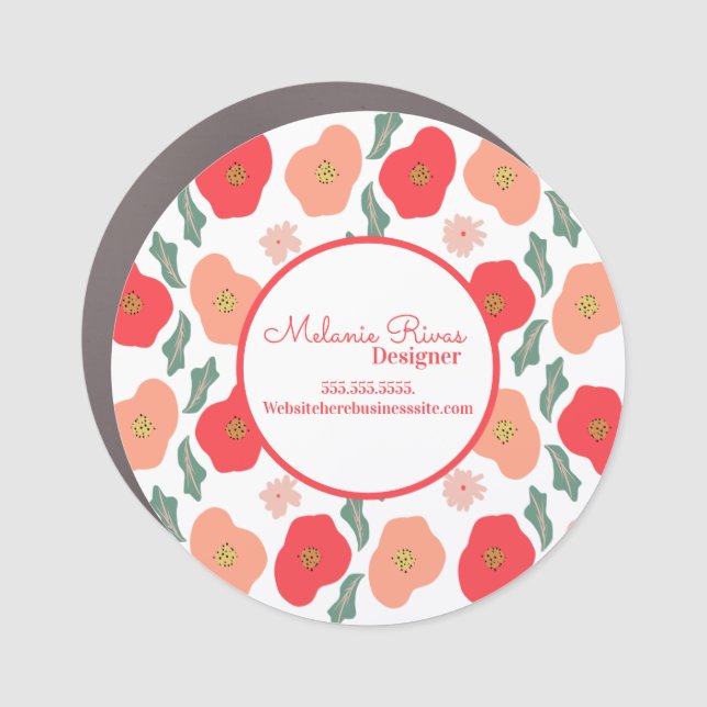 Spring Floral Pattern Designer  Business   Car Magnet (Front)