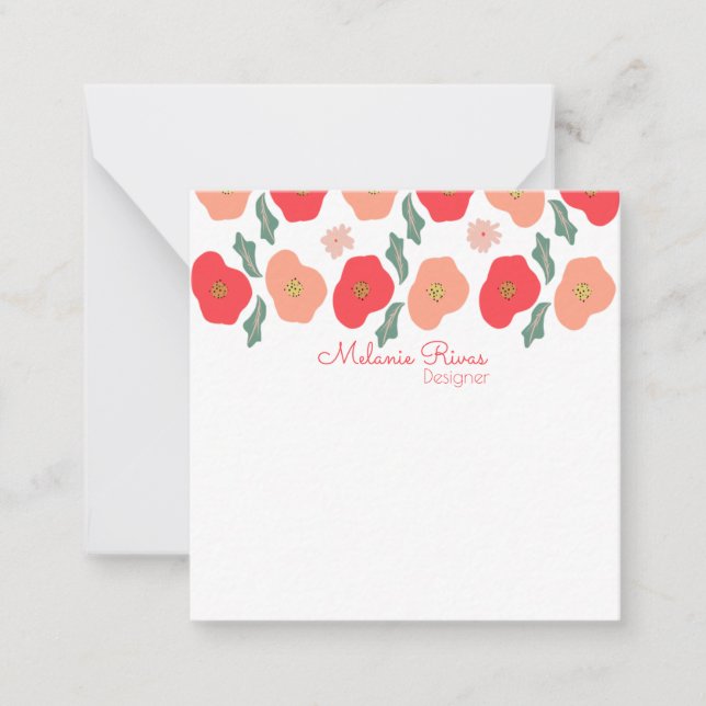 Spring Floral Pattern Designer  Business  Note Card (Front)