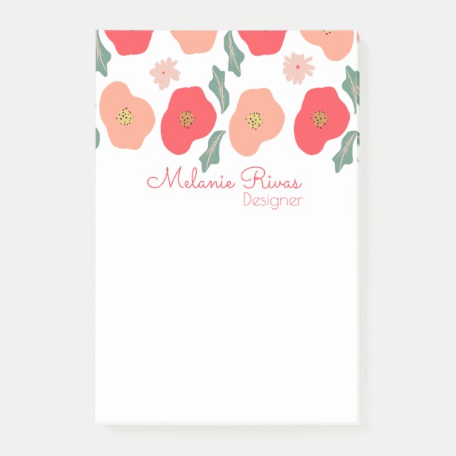Spring Floral Pattern Designer  Business Post-it Notes (Front)