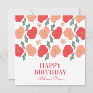 Spring Floral Pattern Hand Drawn Birthday  Card