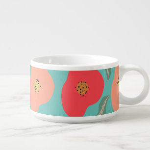 Spring Floral Pattern Hand Drawn Teal Red Kitchen Bowl