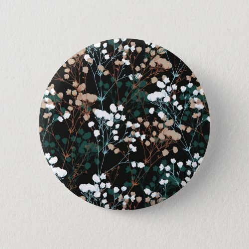 Spring Floral Pattern in Black BG Button