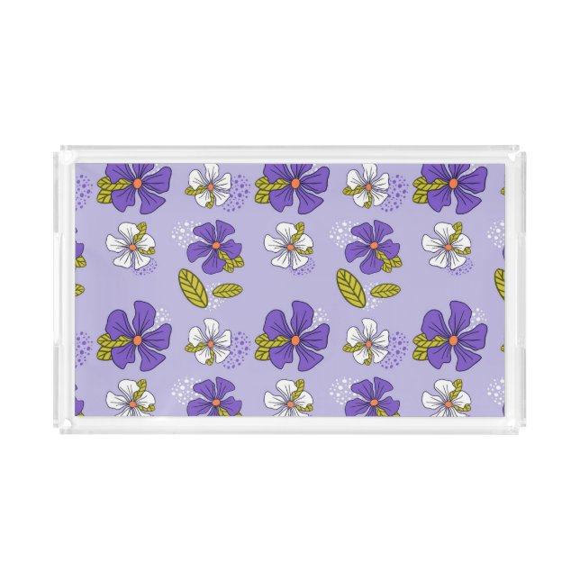 Spring Floral Pattern in Purple  Acrylic Tray (Front)