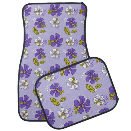 Spring Floral Pattern in Purple  Car Floor Mat