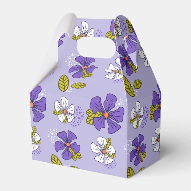 Spring Floral Pattern in Purple  Favor Boxes (Front Side)