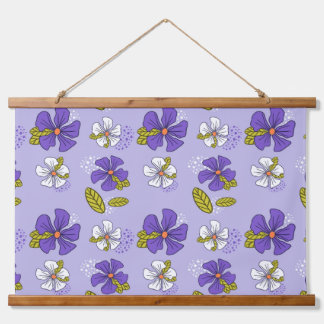 Spring Floral Pattern in Purple  Hanging Tapestry