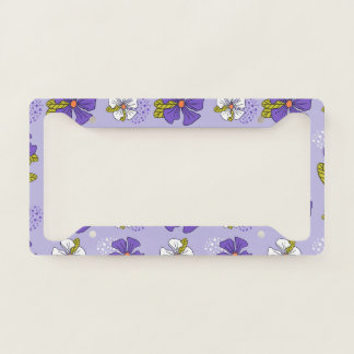 Spring Floral Pattern in Purple  License Plate Frame