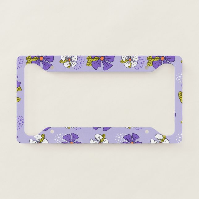 Spring Floral Pattern in Purple  License Plate Frame (Front)
