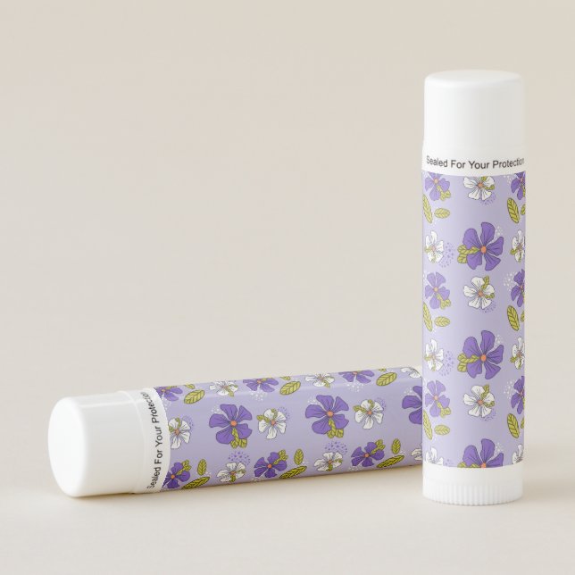 Spring Floral Pattern in Purple  Lip Balm (Front)