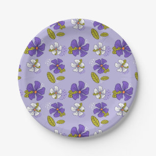 Spring Floral Pattern in Purple  Paper Plates