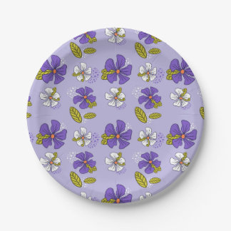 Spring Floral Pattern in Purple  Paper Plates